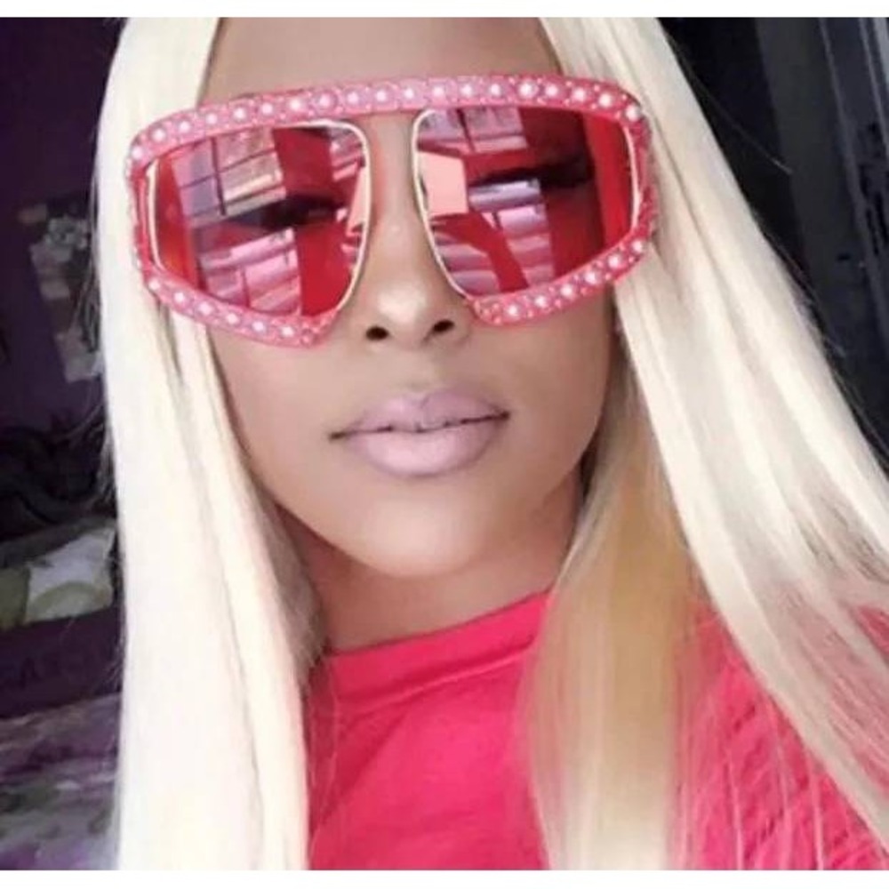 Pearl Sunglasses Women's Fashion Statement Pink Frame Lens Street Wear Outdoor